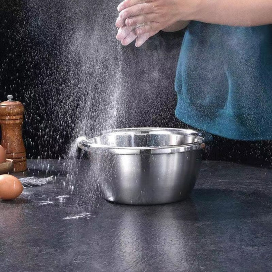 وعاء ستانلس ستيل سميك وعميق – وعاء طعام آمن غذائيًا للخلط، غسل الخضروات، الخَبز وتحضير المكونات وعاء ستانلس ستيل سميك وعميق – وعاء طعام آمن غذائيًا للخلط، غسل الخضروات، الخَبز وتحضير المكونات